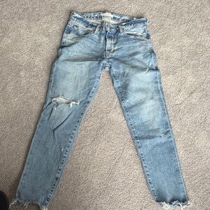 Moussy Light Blue Washed vintage Denim Jeans with Leather Patch size 26